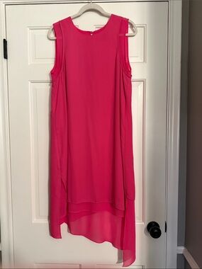 Charlie Paige Bright Hot Pink High-Low Chiffon Dress